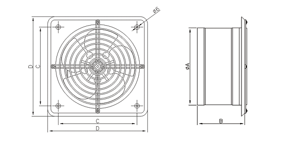 Dimensiuni ventilator industrial Dospel WB-S 200