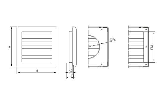 Dimensiuni grila ventilatie Dospel NKM 125