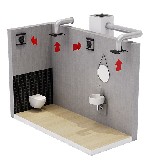 Mod montare ventilator axial de perete Dospel Play Satin 125 WC