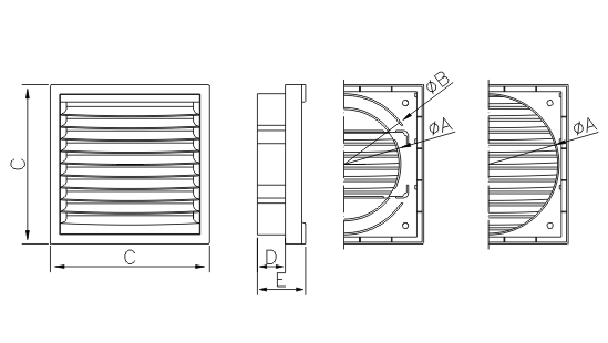 Dimensiuni grila ventilatie Dospel KR 100/125 /SP