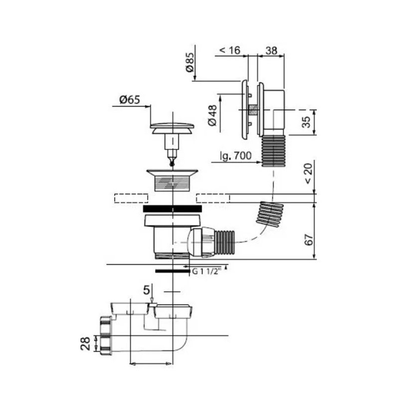 Coloana cada, quick-clac, cromat, cu preaplin, Wirquin - imagine 2