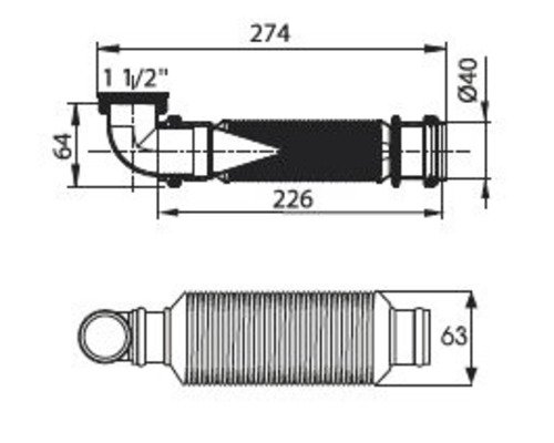 Sifon flexibil 1" 1/2, D40, Wirquin Senzo, 30950099 - imagine 3