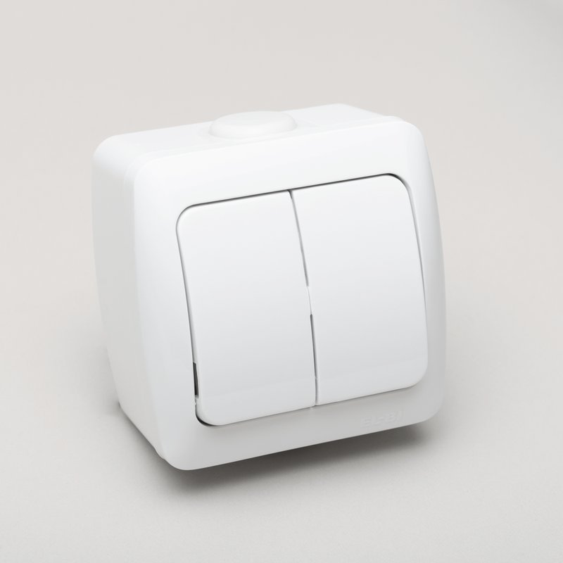 Intrerupator dublu aplicat Elbi Zirve 10A, EL0000448, alb - imagine 2