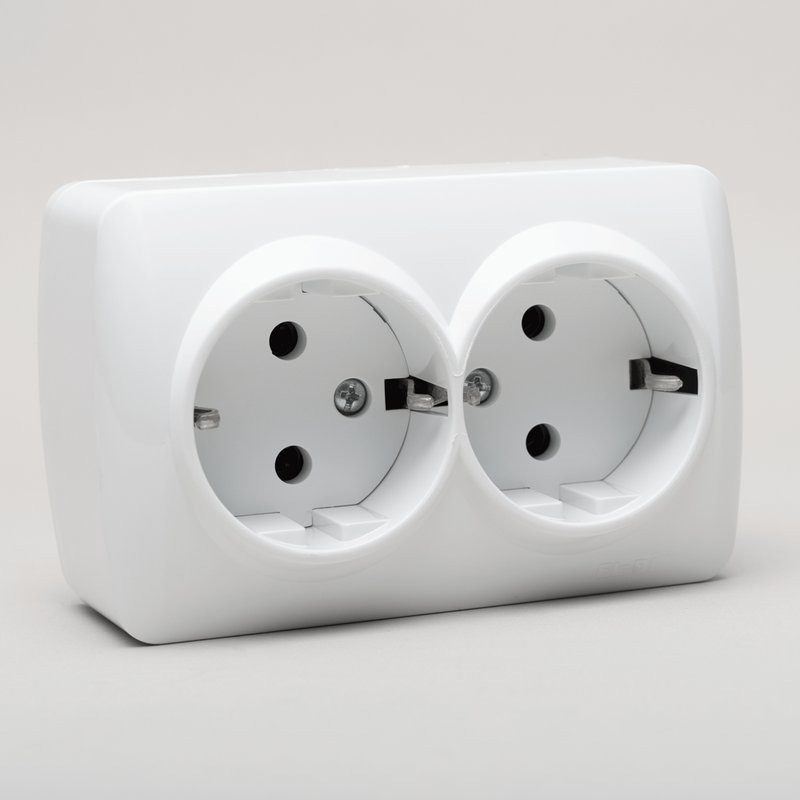 Priza dubla CP PT Elbi Alsu 16A, IP 20, montaj aplicat, EL0000459, alb - imagine 2