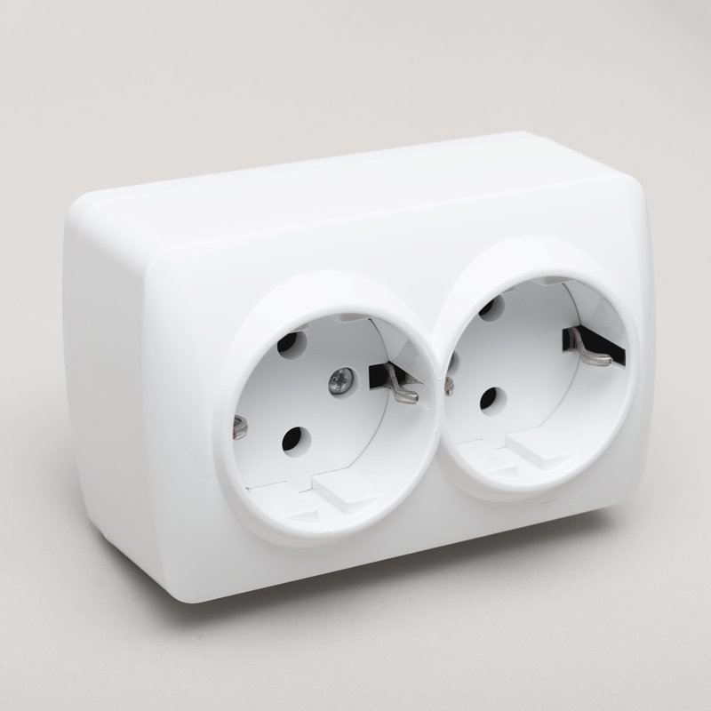 Priza dubla CP PT Elbi Alsu 16A, IP 20, montaj aplicat, EL0000459, alb - imagine 3