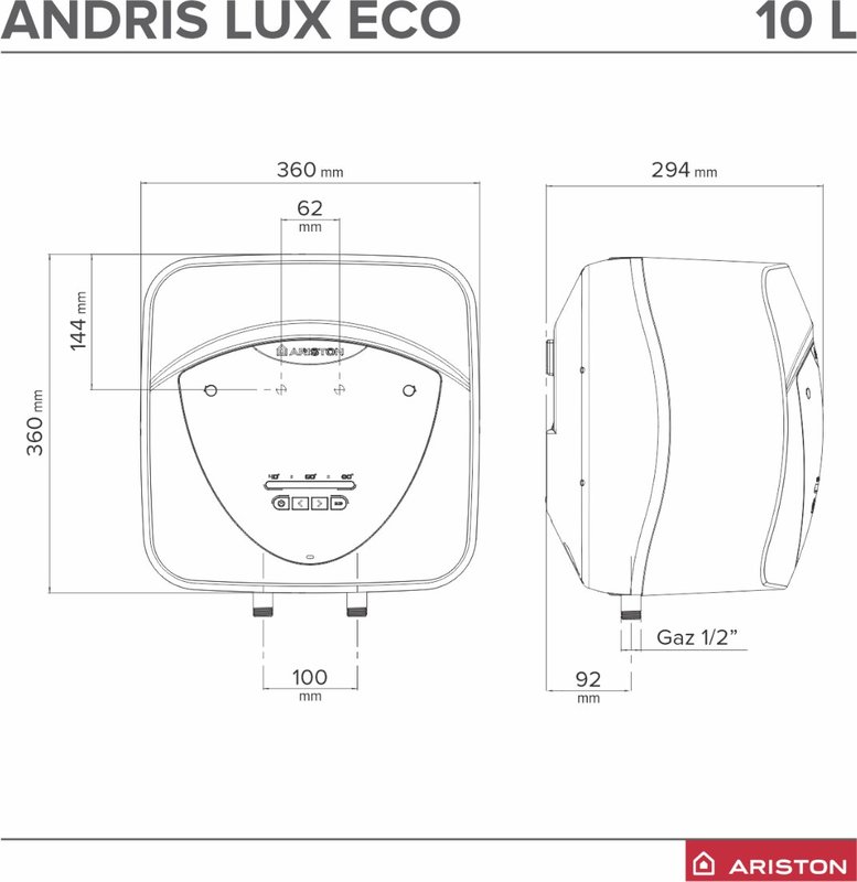 Boiler electric 10 l Ariston Andris LUX ECO 10 EU, deasupra chiuveta - imagine 4