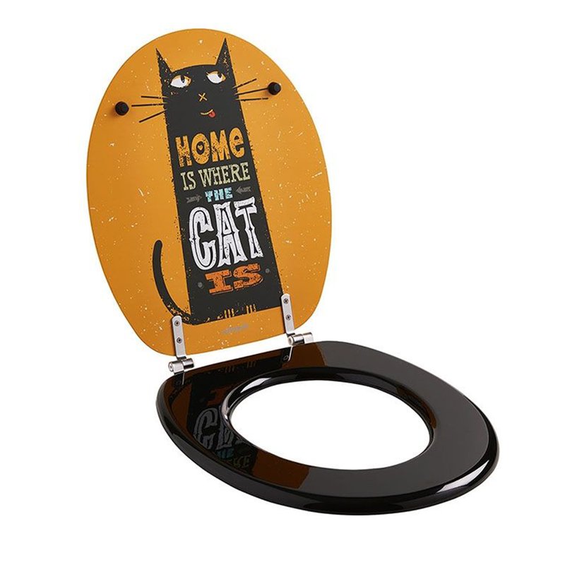 Capac WC Wirquin Woody Cat, 445 x 375 mm, balamale din otel inoxidabil, inchidere lenta - imagine principală