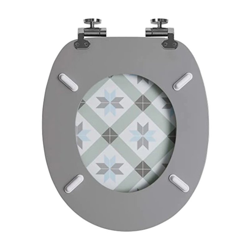 Capac WC Wirquin Deco Tiles, 445 x 375 mm, balamale din otel inoxidabil, inchidere lenta - imagine 2