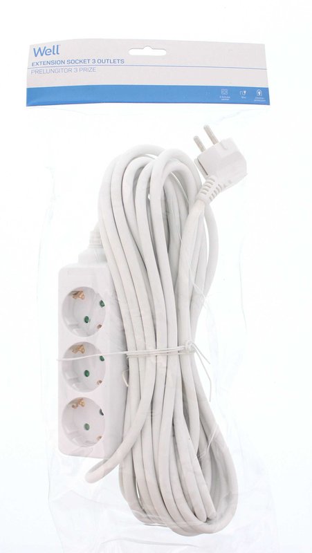 Prelungitor 3 prize 7 metri, cablu 3xG1.5mmp, Well - imagine 2