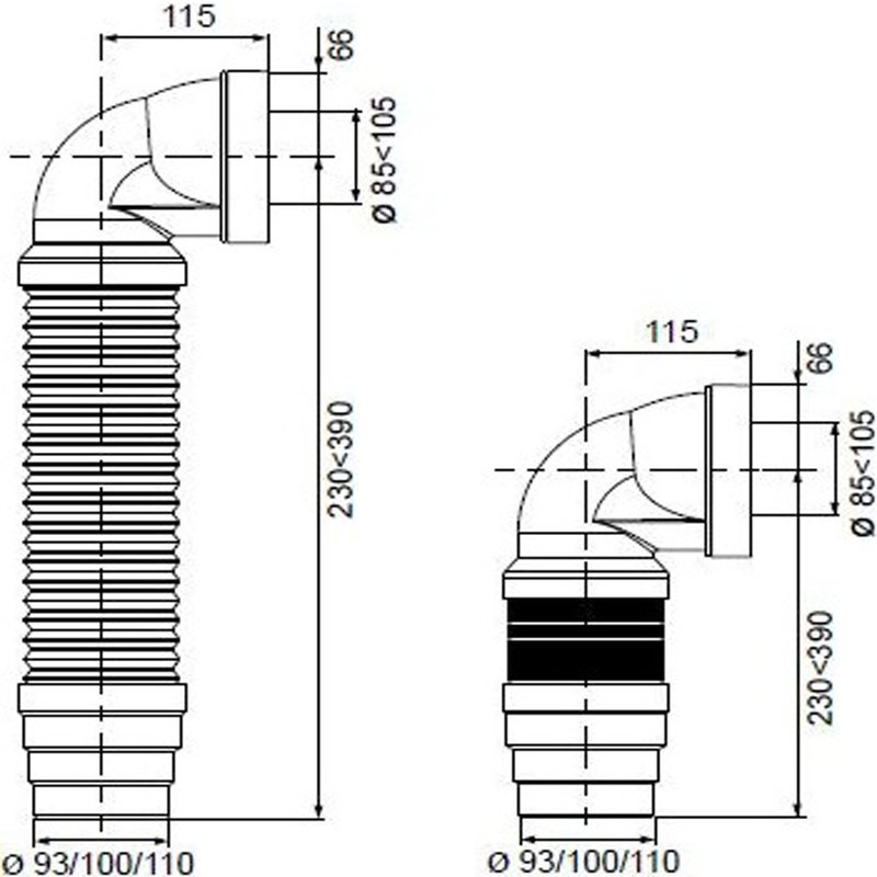 Racord WC rigid si extensibil, alb, Wirquin - imagine 3