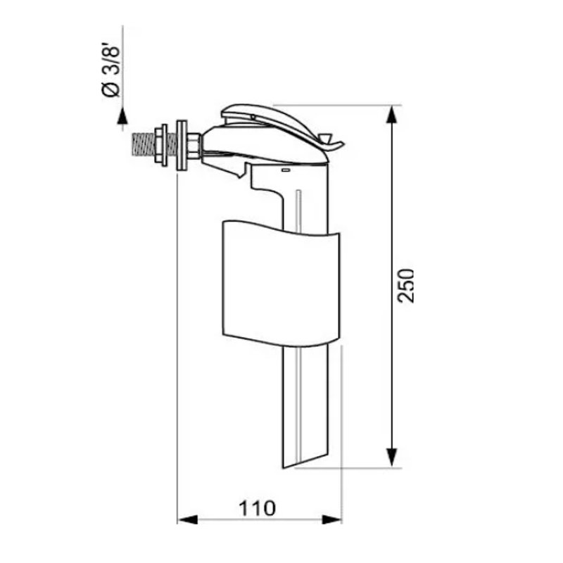 Robinet flotor 3/8, F90 cu servovalva, alimentare laterala, Wirquin - imagine 2