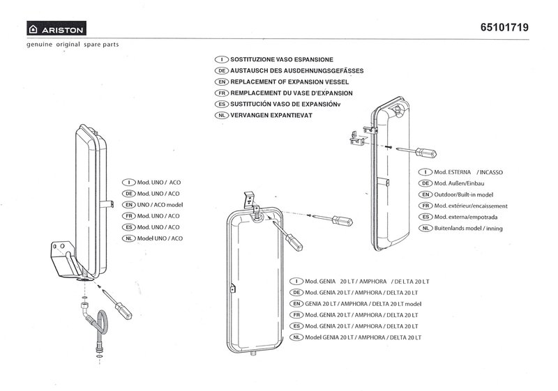 Vas expansiune 7 litri pentru centrala termica Ariston Uno, cod piesa 65101719 - imagine 2