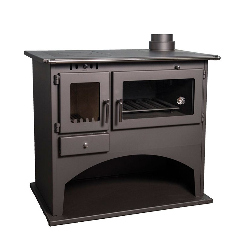 Soba pe lemn cu plita de gatit si cuptor, Victoria 05 Viki 10.5 kW, clasa A, gri grafit - imagine principală