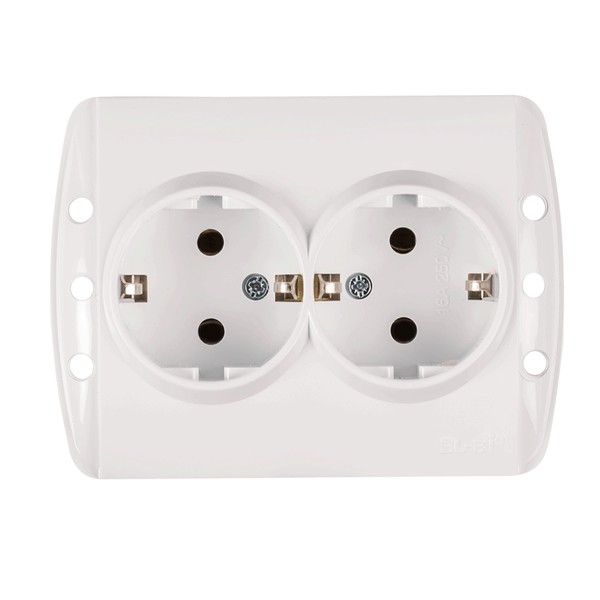 Priza dubla CP ST Elbi Zirve 16A, fara ornamente, IP 20, montaj incastrat, EL0000066, alb - Prompt Service