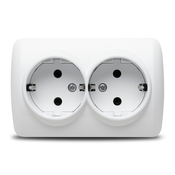 Priza dubla CP PT Elbi Alsu 16A, IP 20, montaj aplicat, EL0000459, alb - Prompt Service