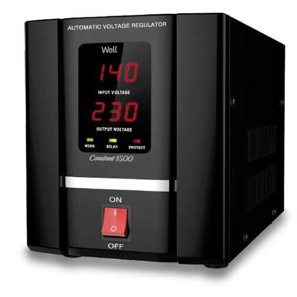 Stabilizator automat de tensiune cu servomotor Well 1500VA, AVR-SRV-CONSTANT1500-WL, Protectie la Tensiune - Prompt Service