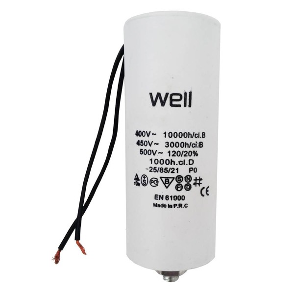 Condensator pornire motor Well MOTCAP 25uF 400V cu fir - Prompt Service