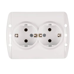 Priza dubla CP ST Elbi Zirve 16A, fara ornamente, IP 20, montaj incastrat, EL0000066, alb