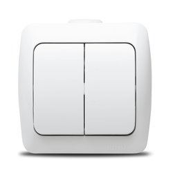 Intrerupator dublu aplicat Elbi Zirve 10A, EL0000448, alb