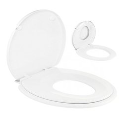 Capac WC din polipropilena, cu adaptor pentru copii, inchidere lenta, 385 x 440 mm, Wirquin Family, 20719572