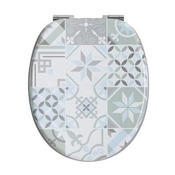 Capac WC Wirquin Deco Tiles, 445 x 375 mm, balamale din otel inoxidabil, inchidere lenta, 20722724