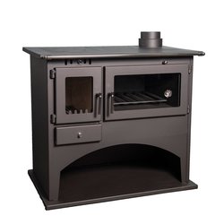 Soba pe lemn cu plita de gatit si cuptor, Victoria 05 Viki 10.5 kW, clasa A, gri grafit